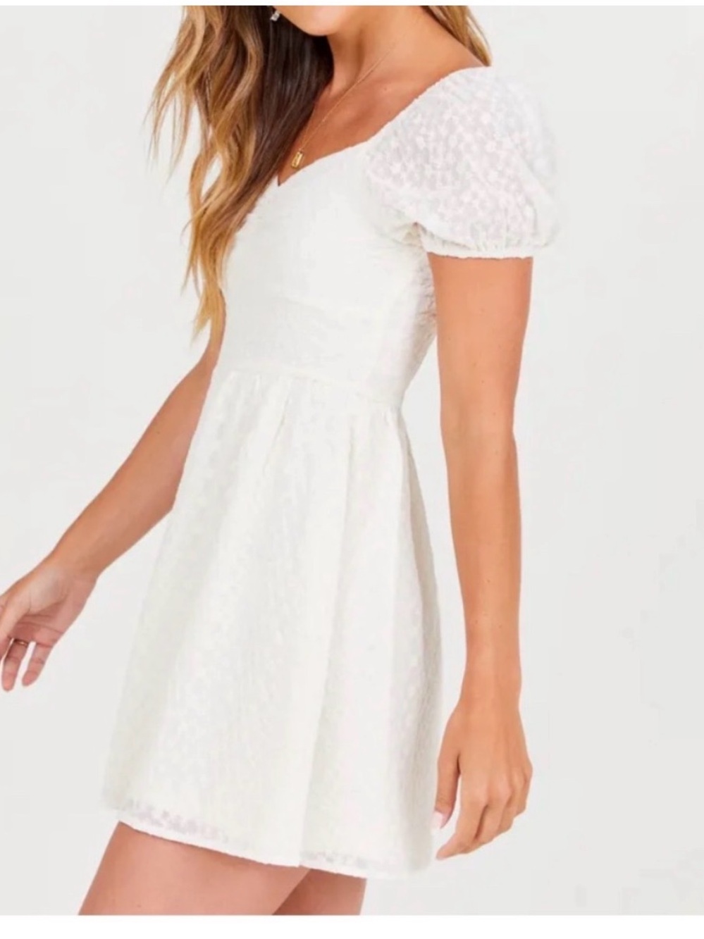 NWT Altar'd State cream Puff Sleeve Mini Dress